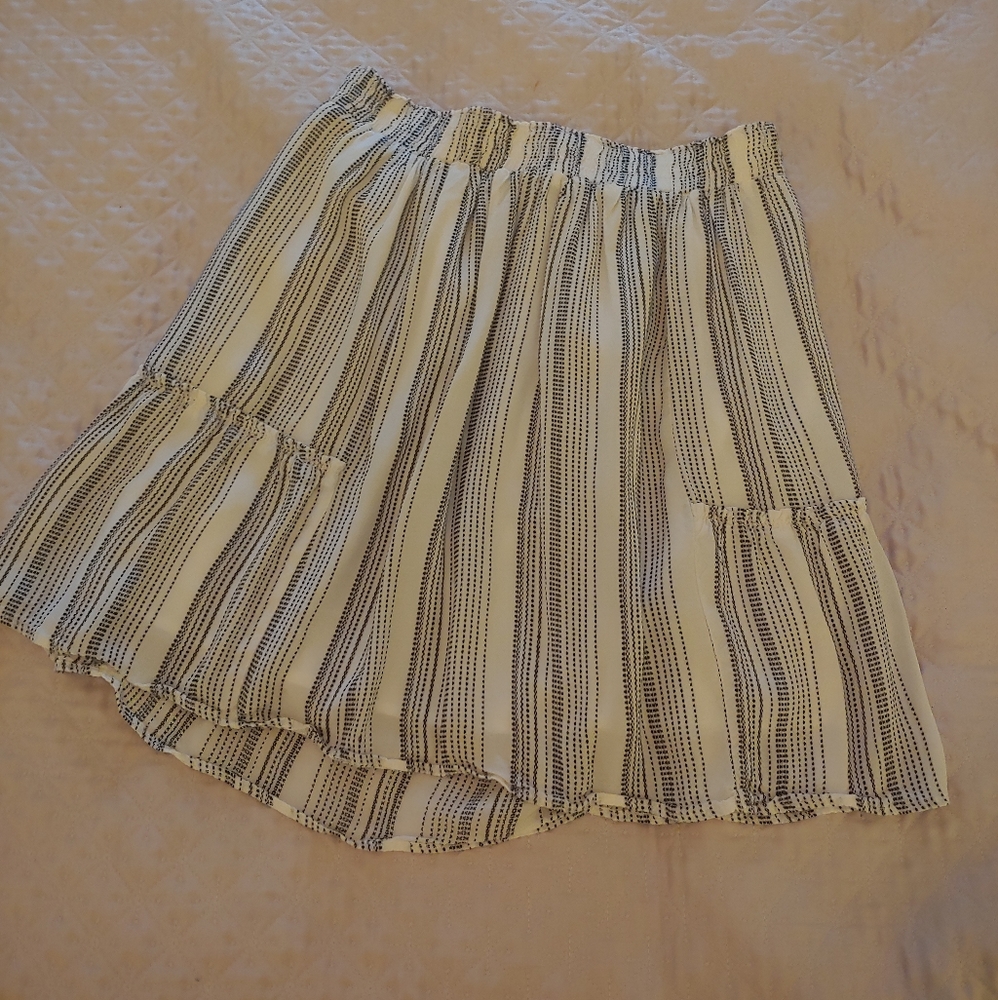 Loft flowy blue and white striped skirt